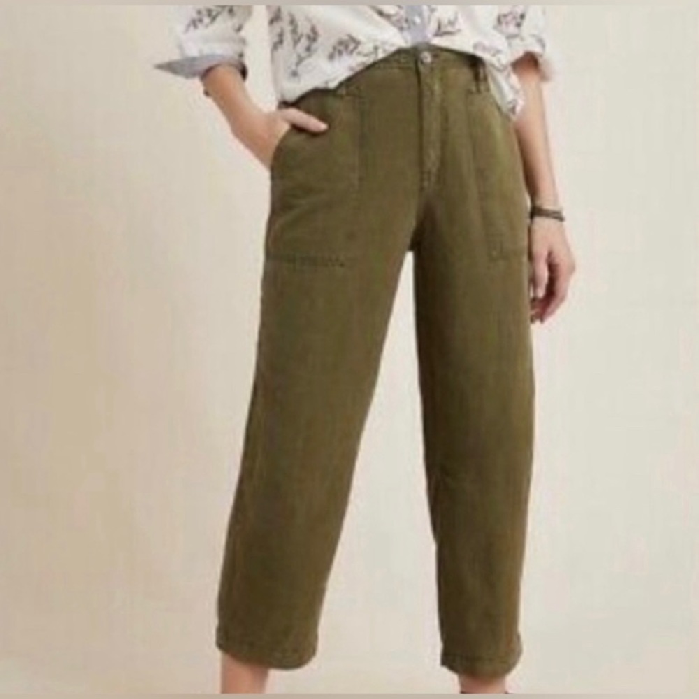 Anthropologie Barrel Pants - Moss Green